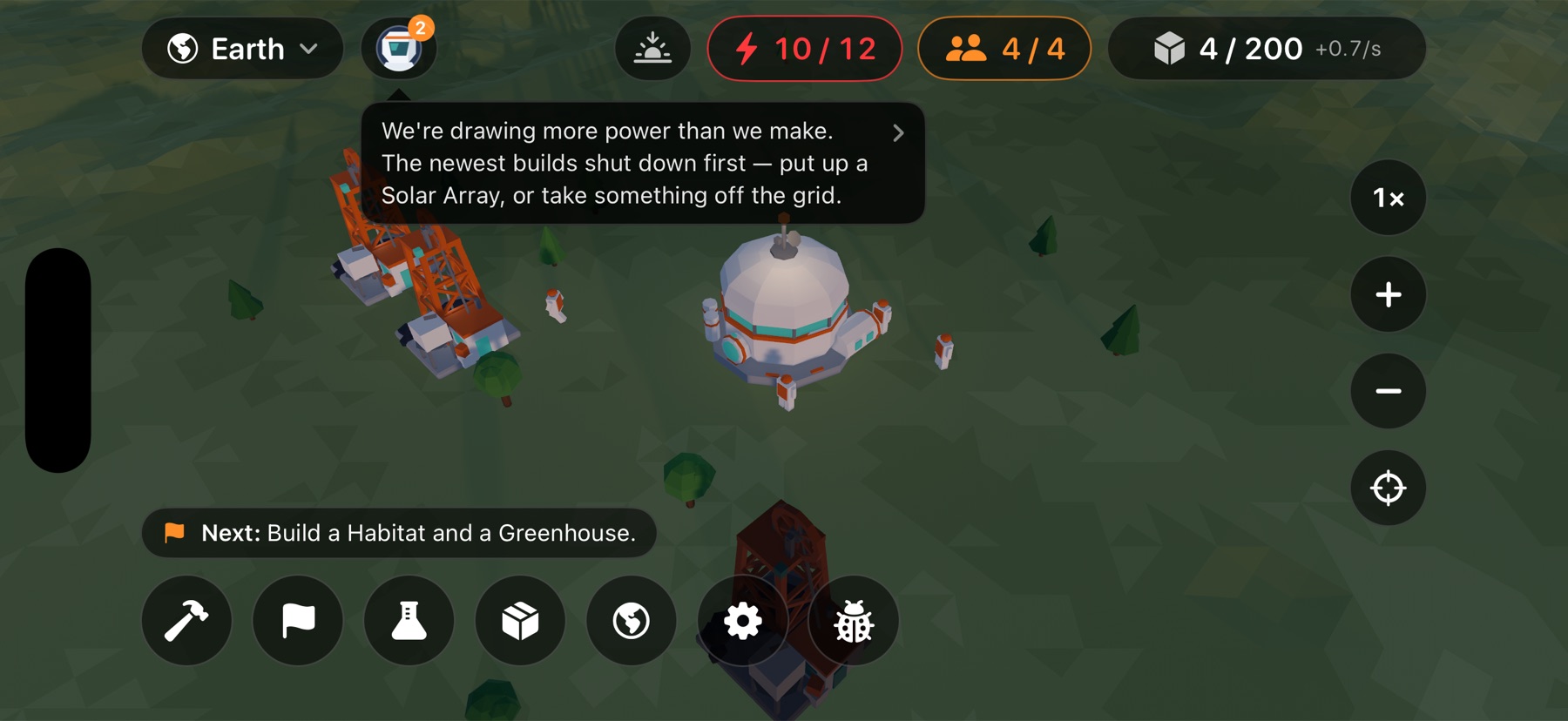 An Earth base at dusk, the newest mine gone dark, Booker explaining why